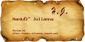 Hankó Julianna névjegykártya